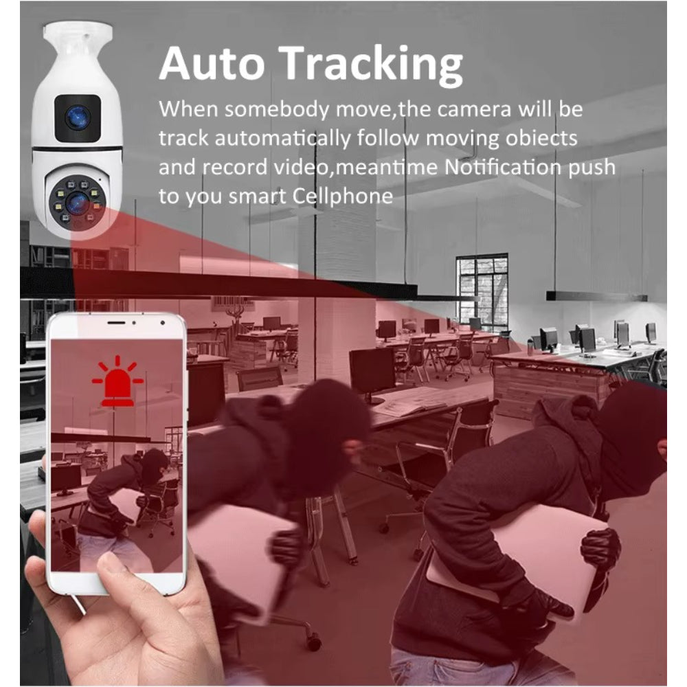 Wireless 360-Degree Pan-Tilt-Zoom Smart Camera with Dual Lenses and IP Connectivity