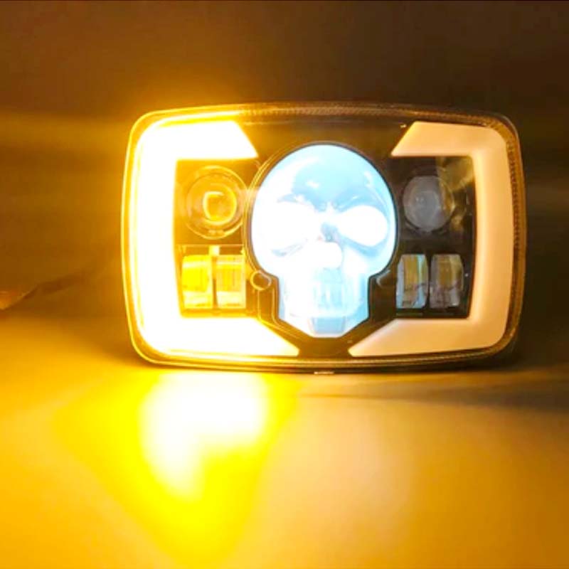 Skull Style LED Projector Headlight with DRL & Indicators – Perfect Fit for Honda CD70 / CG125