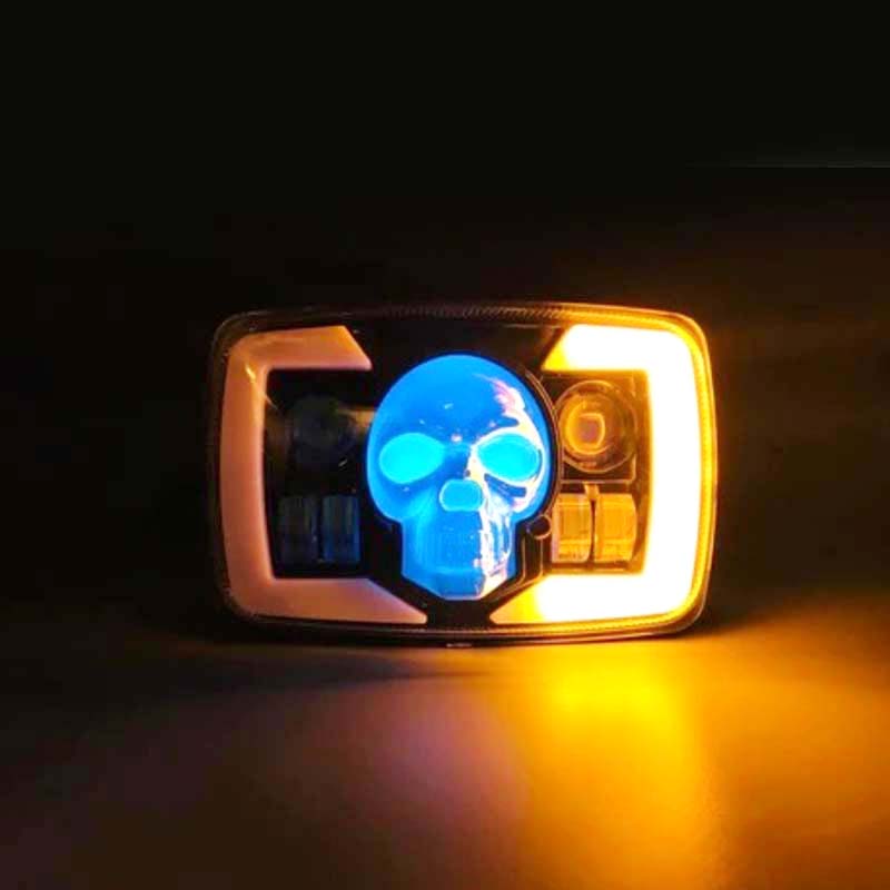 Skull Style LED Projector Headlight with DRL & Indicators – Perfect Fit for Honda CD70 / CG125